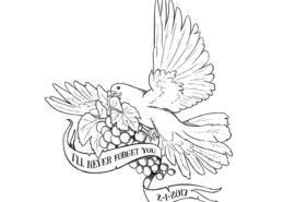 Studio Sabine - Illustraties & Ontwerp | Tattoo ontwerp duif met druiventros