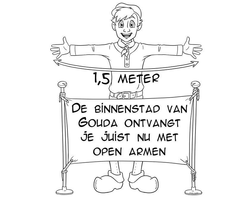 studio-sabine-cartoon-gouda-1,5-meter-afstand-stad-sticker